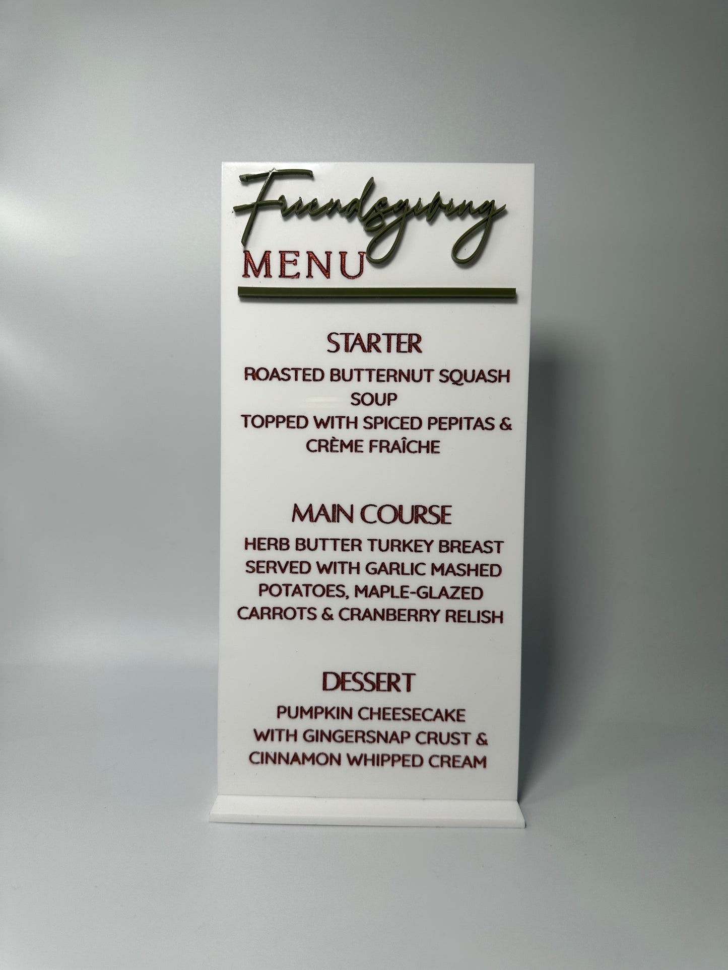 Friendsgiving Acrylic Menu