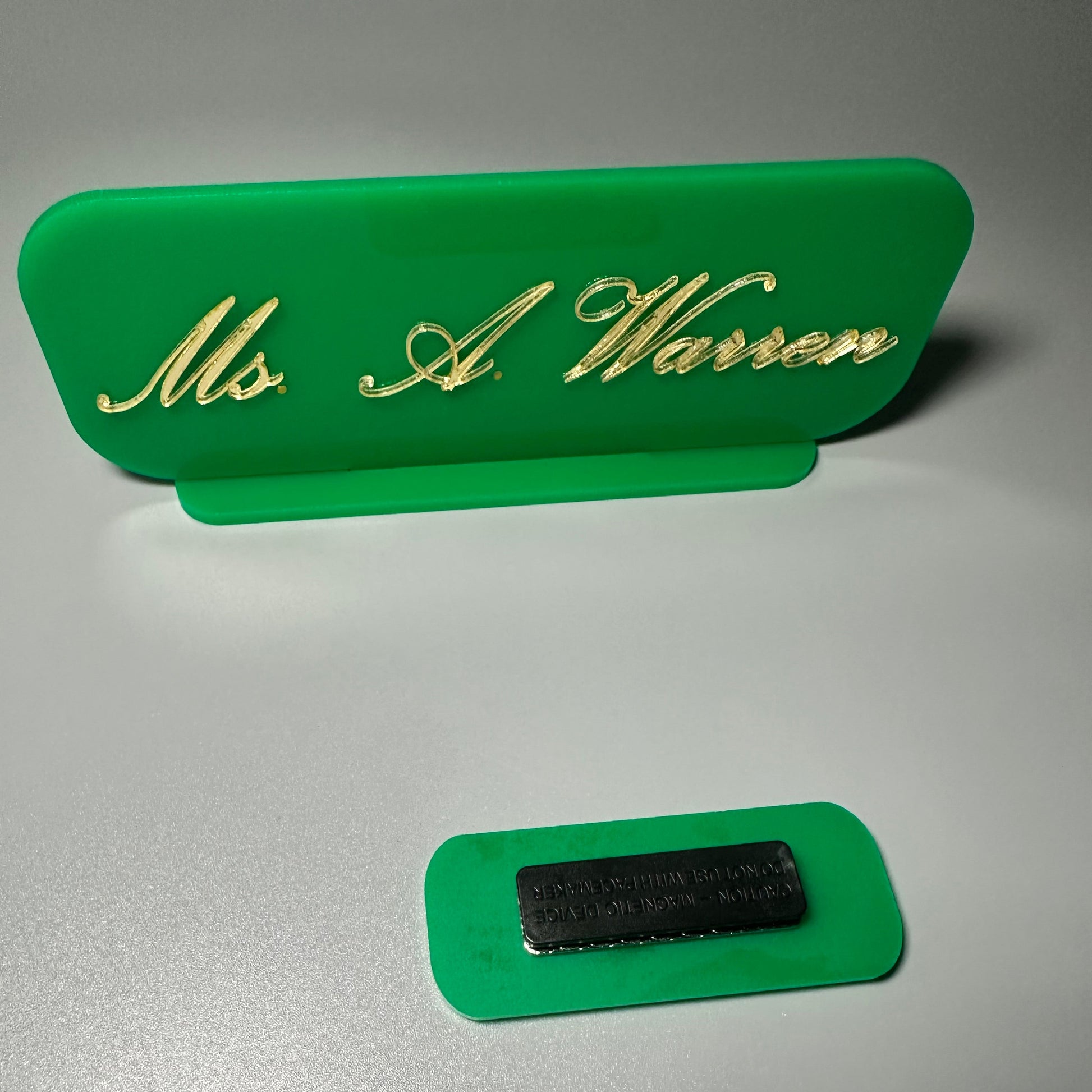 teacher desk sign, acrylic sign for teacher, educator gift, custom acrylic gifts, atlanta educators, teacher appreciation gift, school nametag, school desk sign, atlanta education gifts, frosted white nametag