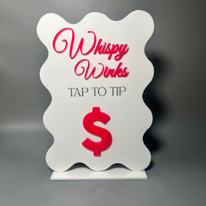 Atlanta sign maker, nfc sign, black squiggle sign for business, professional signage for businesses, small business in Atlanta, Atlanta small business, tap to pay sign, tap to tip signage, mobile bartender in Atlanta, mobile bartender in Tampa, easiest way to get tips, atlanta custom signage for business, modern virtual tip sign, Venmo Cash App tip signs Atlanta,local sign maker Atlanta custom menus