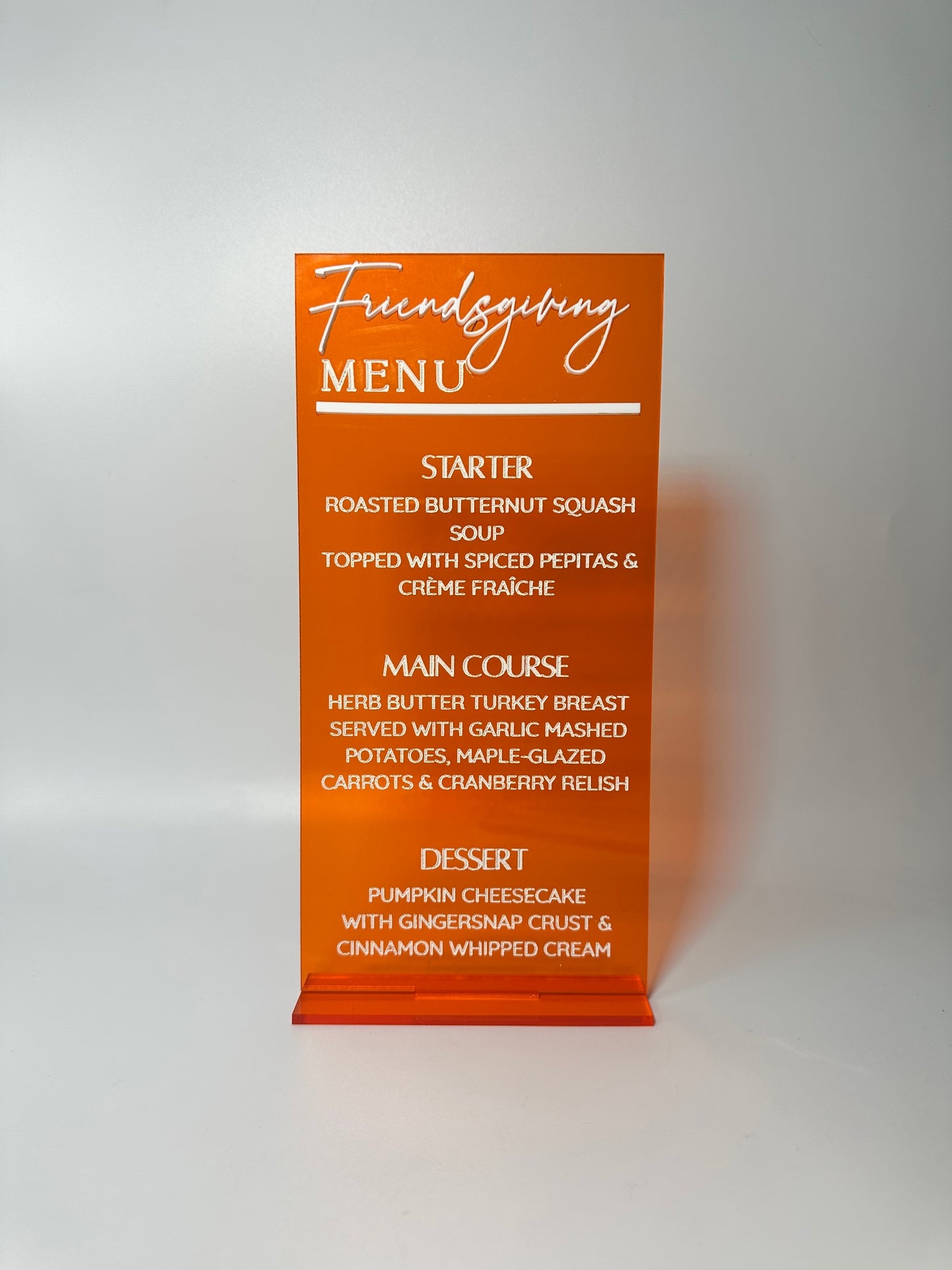 Friendsgiving Acrylic Menu