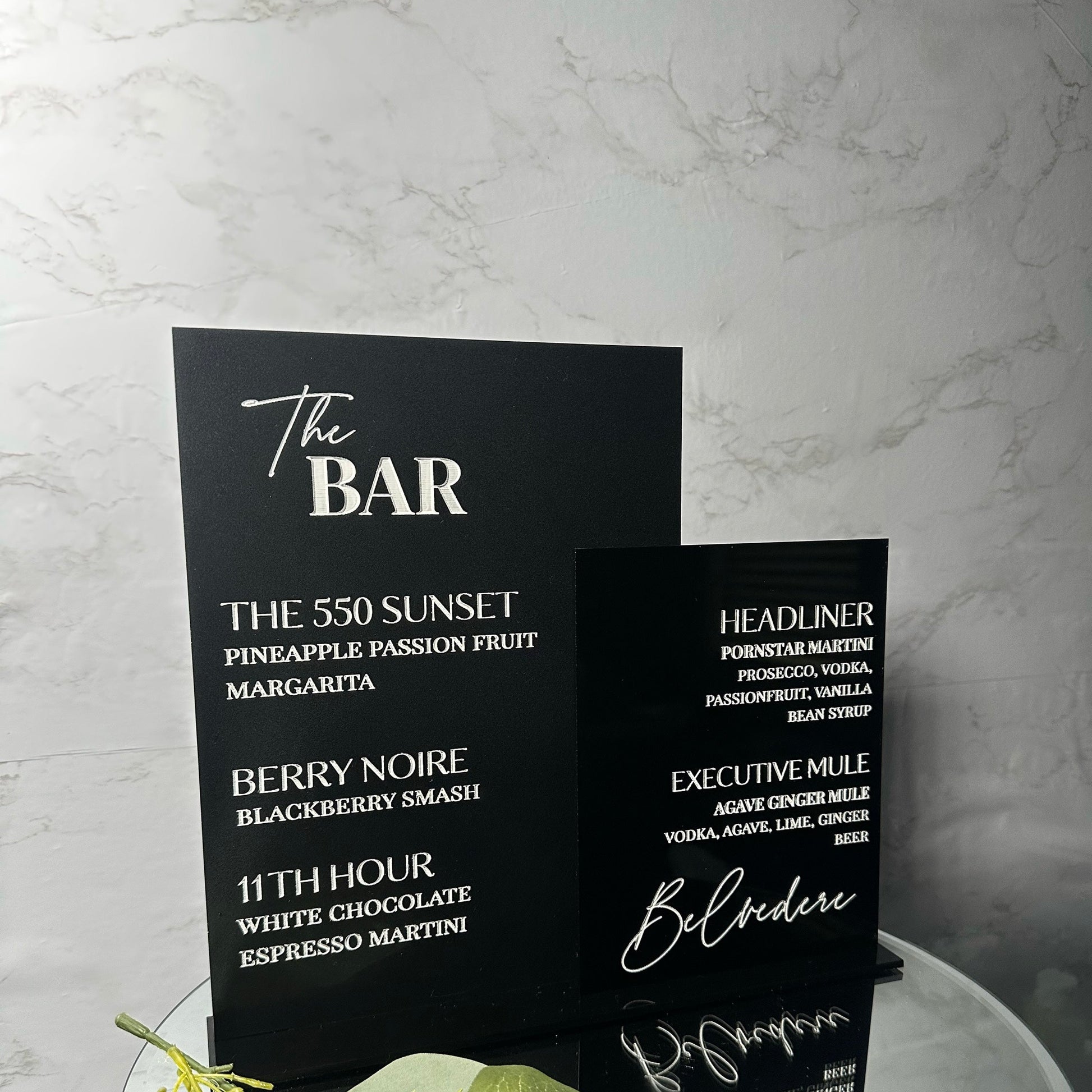 Signature bar menu, bar sign, signature drinks, atlanta drink menu maker, atl drink sign, atlanta, atl event design, atl event coordinator, reception drinks, party ideas, party in atlanta, champagne toast in atlanta, champagne tower in atlanta, crafted cocktail menu, themed bar ideas, classy wedding decor, acrylic signage atlanta, sign vendor in atlanta, mobile bartending in atlanta, mobile bartending in alabama, mobile business sign