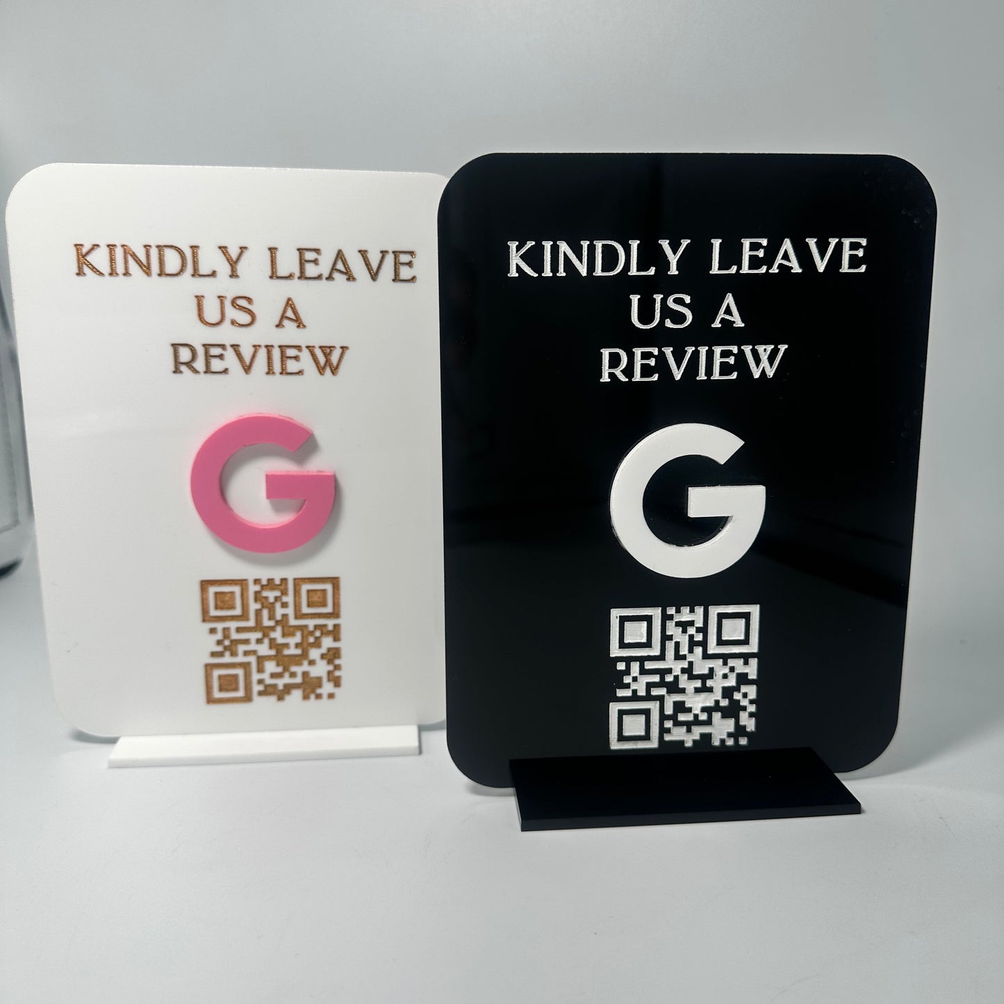 Lioness engraving, custom Google review sign, acrylic review signage, engraved review sign, Google review my business, business reception signage, reception signage for businesses, business rating sign, leave a review, please review sign, front desk signage for small business, small business solutions