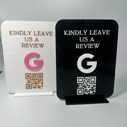 Lioness engraving, custom Google review sign, acrylic review signage, engraved review sign, Google review my business, business reception signage, reception signage for businesses, business rating sign, leave a review, please review sign, front desk signage for small business, small business solutions