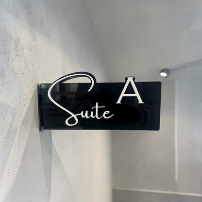 Salon suite signage, beauty suite signs, beauty directory signs, salon suite numbers, acrylic business suite sign, signs for salon suite owners, setting up salon suite, salon suite essentials, salon suite owners, custom signage for business