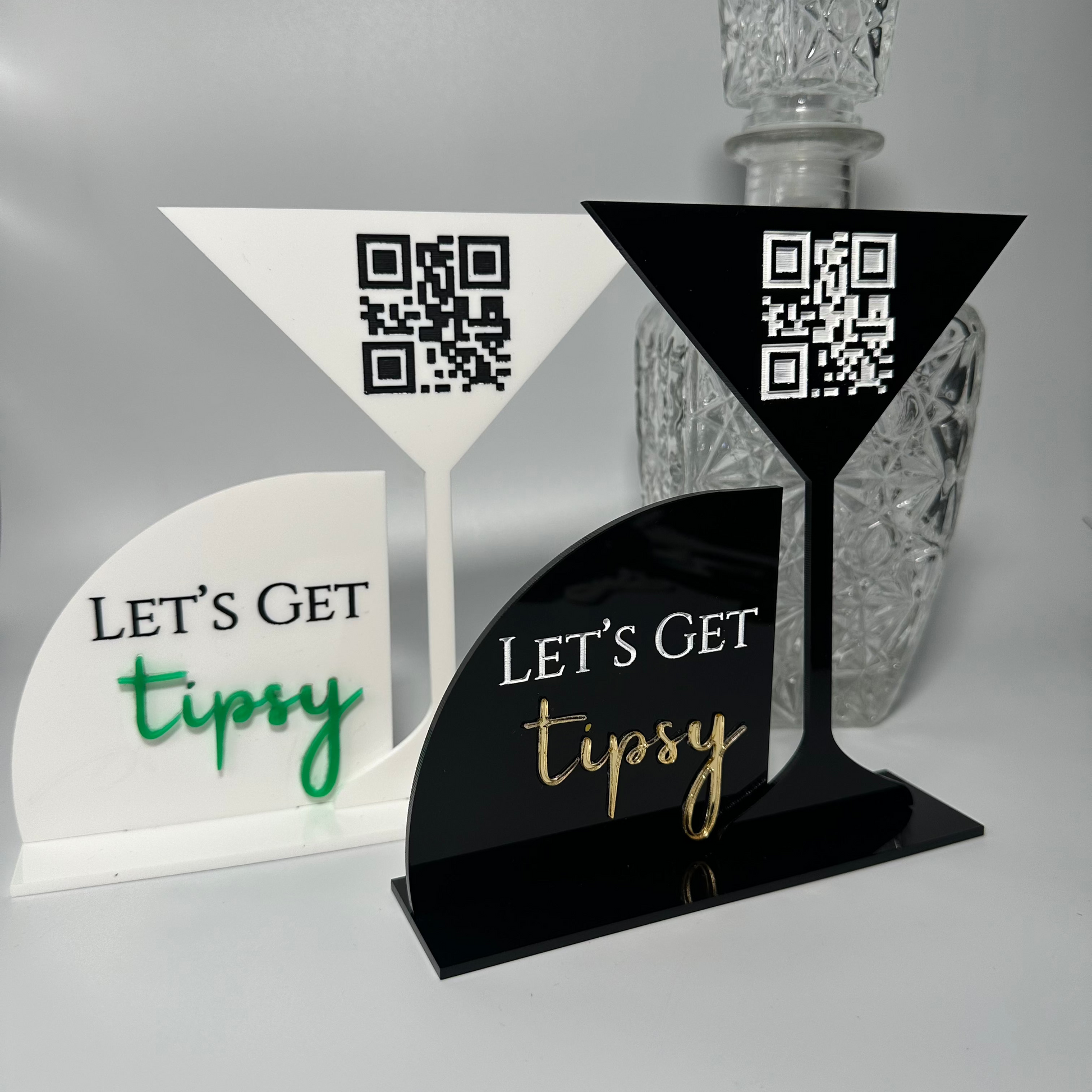 feeling tipsy sign, QR tip sign, bar top sign, mobile bartender essential, personalized tip jar, virtual tip jar, acrylic sign for business, business signage, let’s get tipsy sign, bartender sign, cute tip jar, simple tip jar, cash app code, Venmo code sign, Zelle link sign, mobile wallet, lioness engraving, atlanta sign vendor, vendors in atlanta, sign company in atlanta