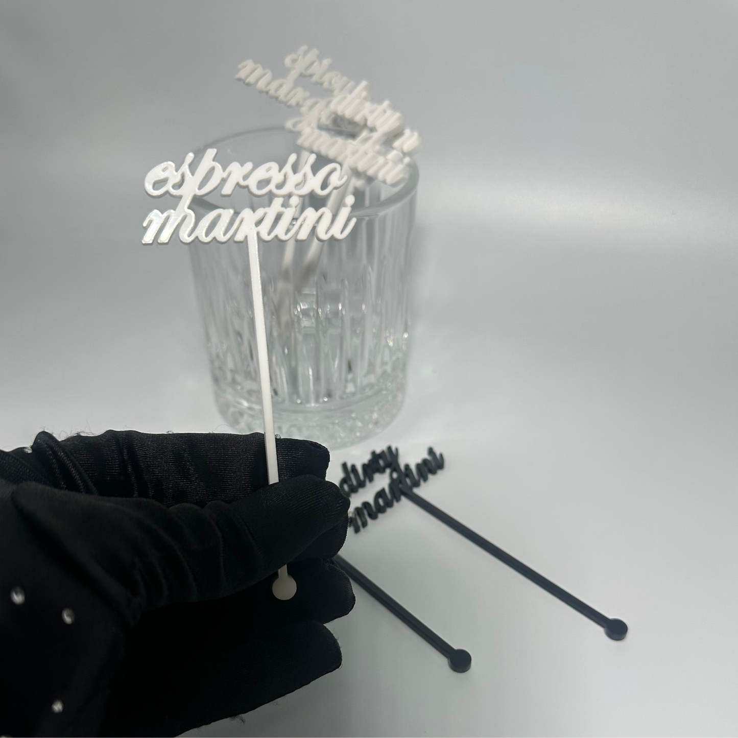 drink name stirrers, party decor, custom acrylic drink stirrers white drink stirrers with espresso martini cut out, espresso martini drink stirrers, martini themed party decor, martini themed party, classy drink decor, drink accessories, drink tags, martini party, minimalist party decor, party vendor atlanta, party vendor miami, acrylic sign vendor, swizzle sticks, mobile bartender set up, mobile bartender must haves, elevate your bar set up