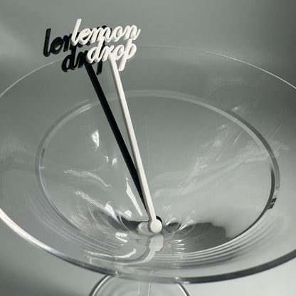 drink name stirrers, party decor, custom acrylic drink stirrers white drink stirrers with espresso martini cut out, espresso martini drink stirrers, martini themed party decor, martini themed party, classy drink decor, drink accessories, drink tags, martini party, minimalist party decor, party vendor atlanta, party vendor miami, acrylic sign vendor, swizzle sticks, mobile bartender set up, mobile bartender must haves, elevate your bar set up