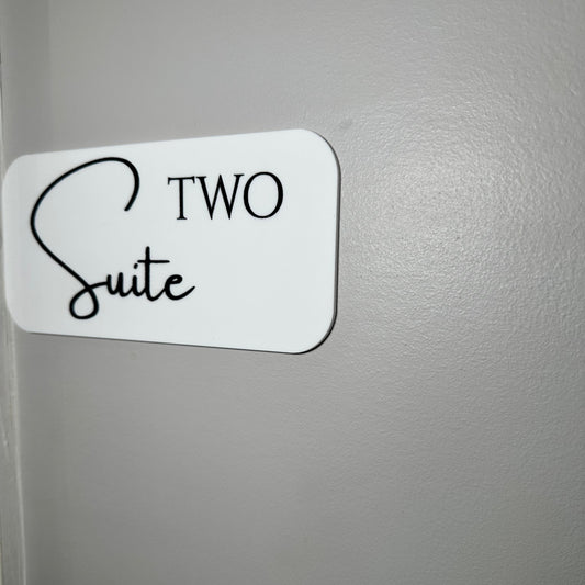 Elegant custom acrylic salon suite sign in Atlanta with engraved business name, perfect for beauty and spa spaces.
Personalized acrylic name plate for Atlanta salon suites, lash studios, nail bars, and beauty professionals.
Stylish 7x3.5 inch acrylic salon door sign handcrafted in Atlanta for hairstylists, estheticians, and spa owners, salon suites in atlanta, salon suite signage, suite signs atlanta, salon suite numbers atlanta, salon suite suppliers
